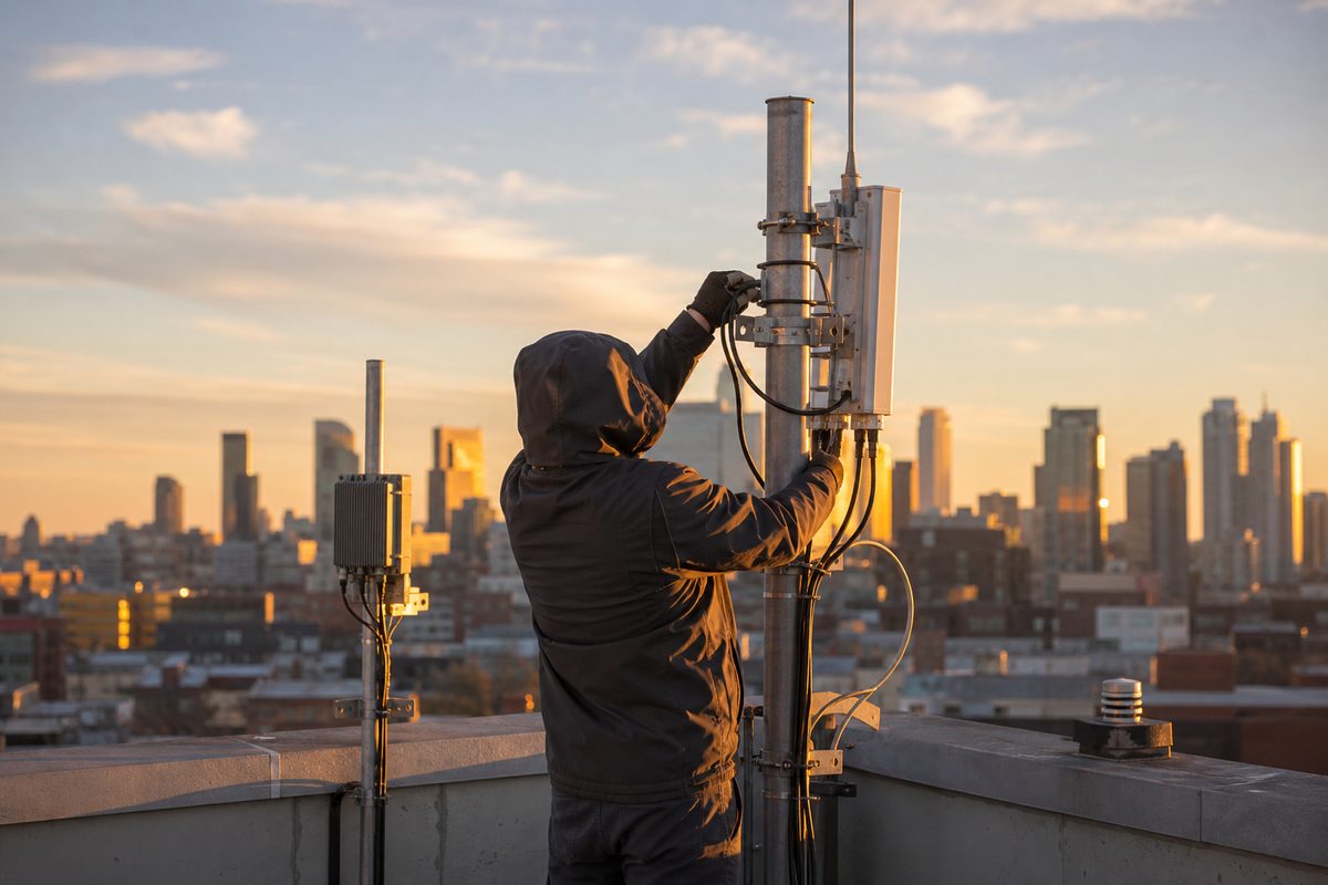 Rooftop antenna tune-up before autumn storms
